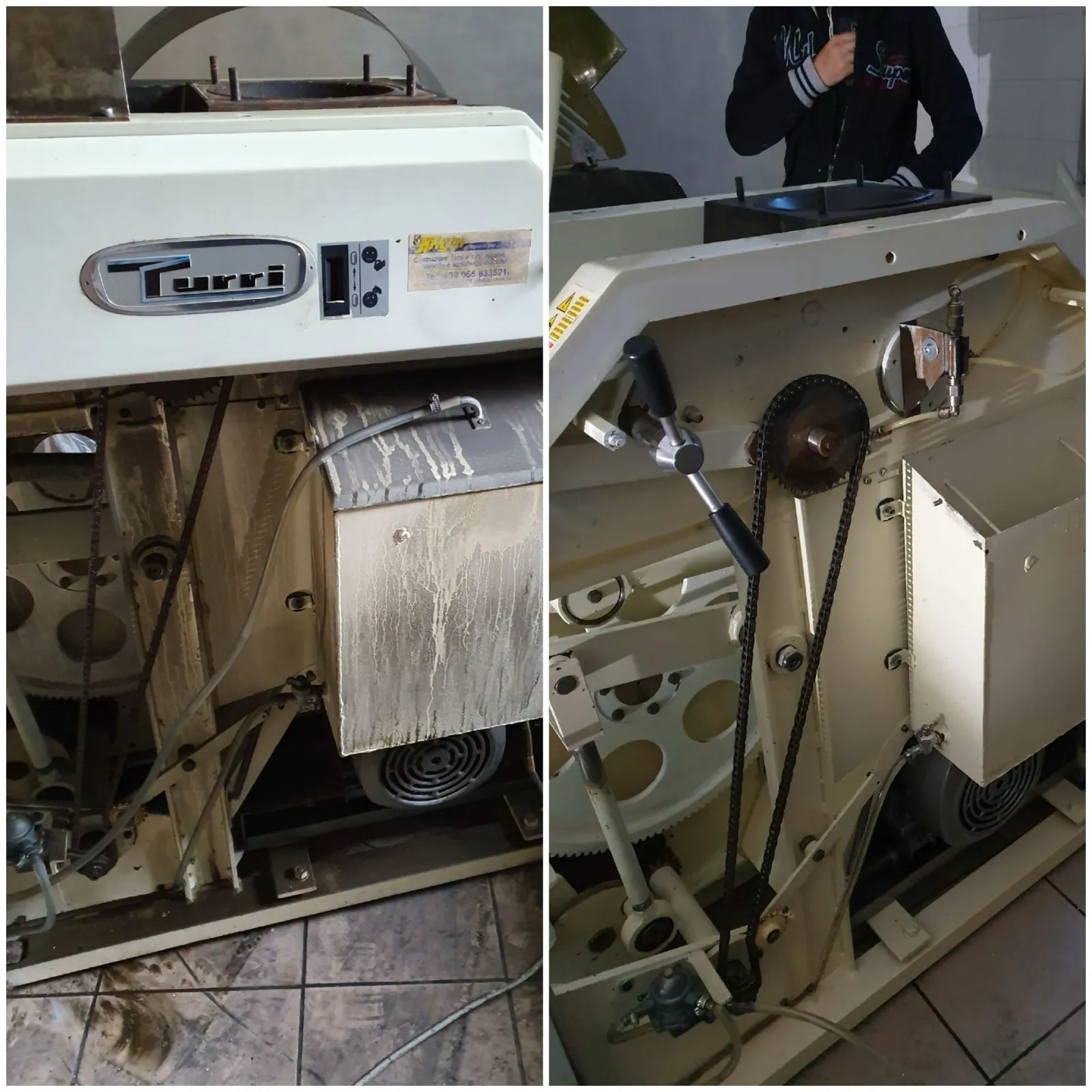 Macchinario industriale prima e dopo la bonifica